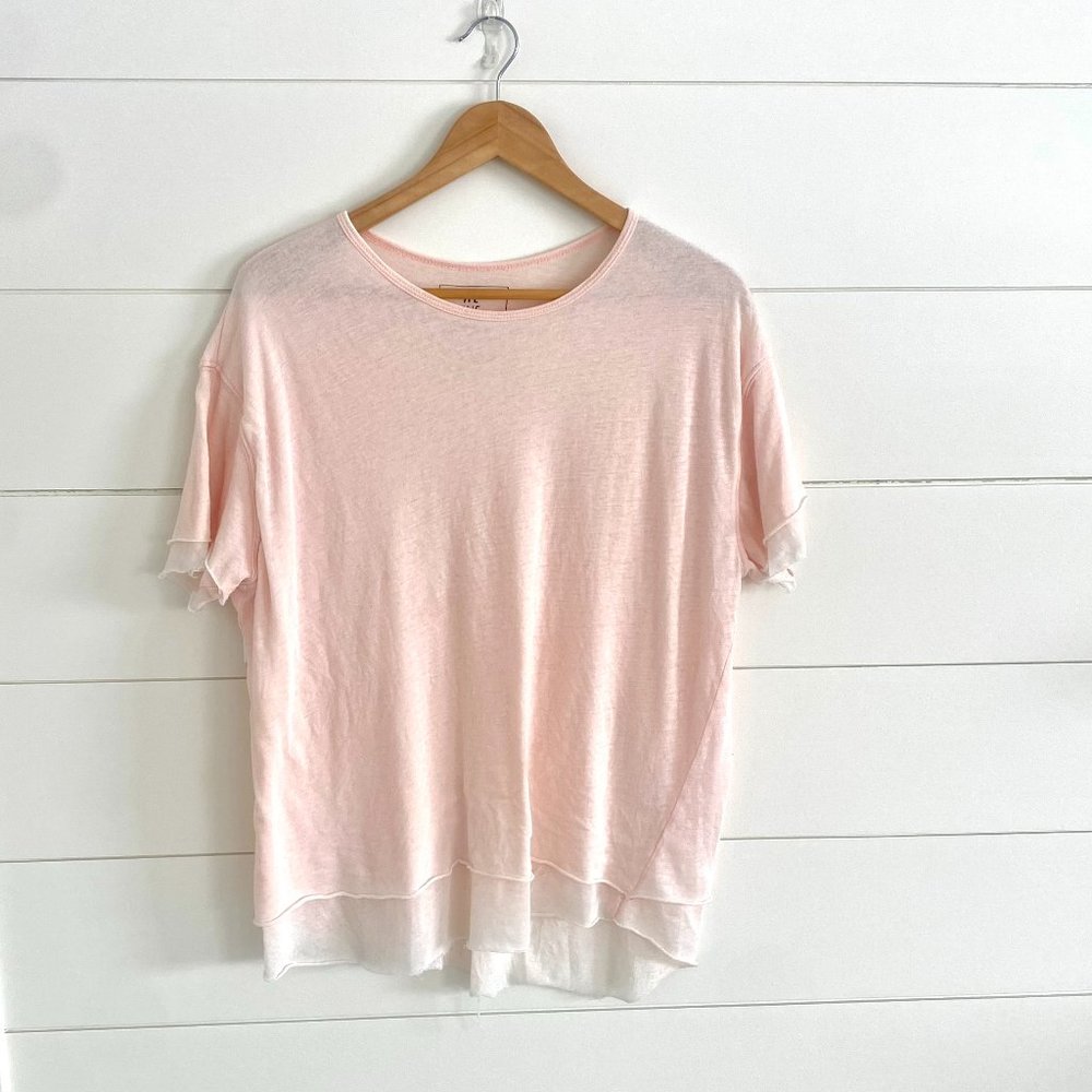 FREE PEOPLE double layered pale pink tee - Size Small
